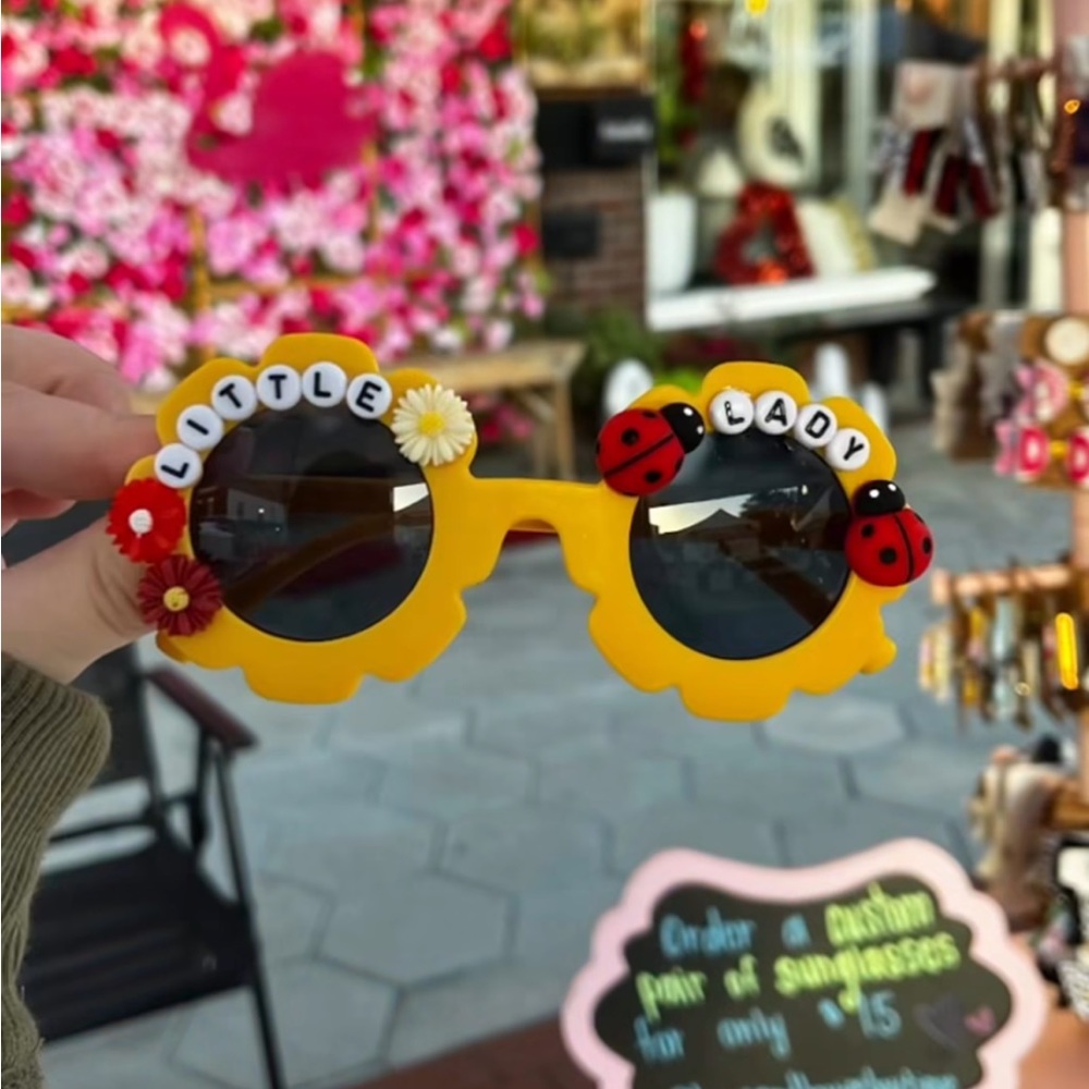 Customized kids flower or round sunglasses from Bows and Boujee Boutique